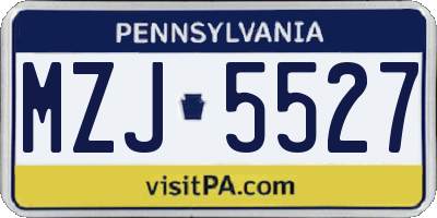 PA license plate MZJ5527