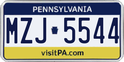 PA license plate MZJ5544