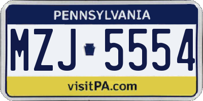PA license plate MZJ5554