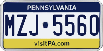 PA license plate MZJ5560