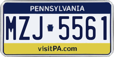 PA license plate MZJ5561