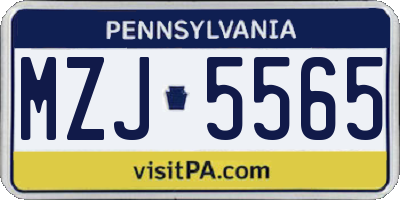 PA license plate MZJ5565