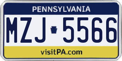 PA license plate MZJ5566