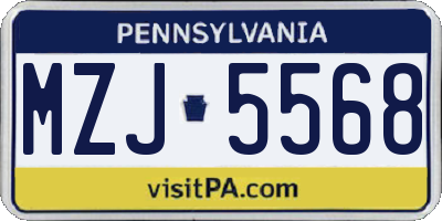 PA license plate MZJ5568