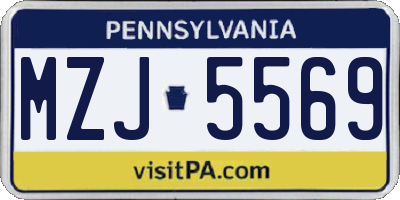 PA license plate MZJ5569