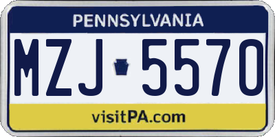 PA license plate MZJ5570