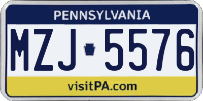 PA license plate MZJ5576