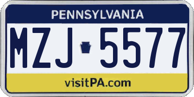 PA license plate MZJ5577