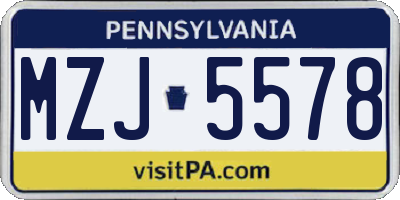 PA license plate MZJ5578