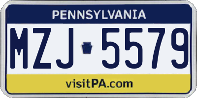 PA license plate MZJ5579