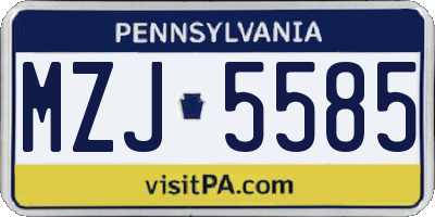 PA license plate MZJ5585