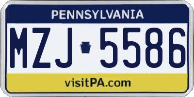 PA license plate MZJ5586