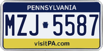 PA license plate MZJ5587