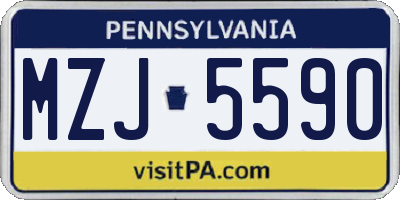 PA license plate MZJ5590