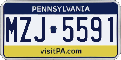 PA license plate MZJ5591