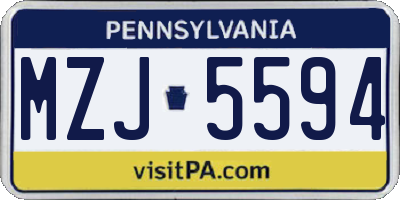 PA license plate MZJ5594