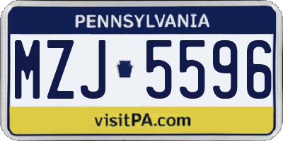 PA license plate MZJ5596