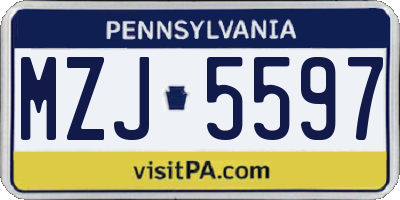 PA license plate MZJ5597