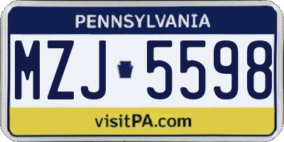 PA license plate MZJ5598