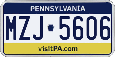 PA license plate MZJ5606