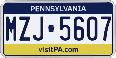 PA license plate MZJ5607