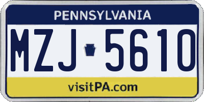 PA license plate MZJ5610