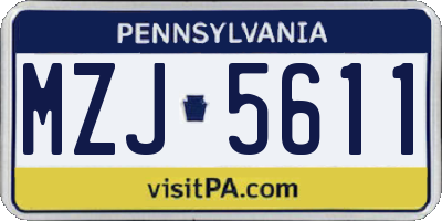 PA license plate MZJ5611