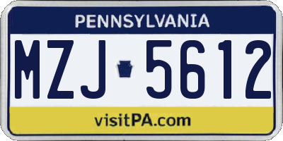PA license plate MZJ5612
