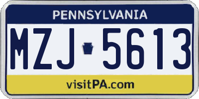 PA license plate MZJ5613