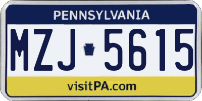 PA license plate MZJ5615