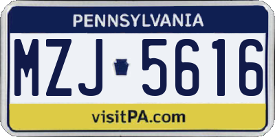 PA license plate MZJ5616
