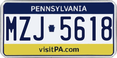 PA license plate MZJ5618
