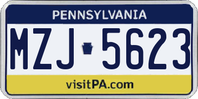PA license plate MZJ5623