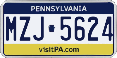 PA license plate MZJ5624