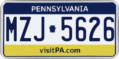 PA license plate MZJ5626