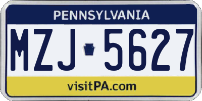 PA license plate MZJ5627
