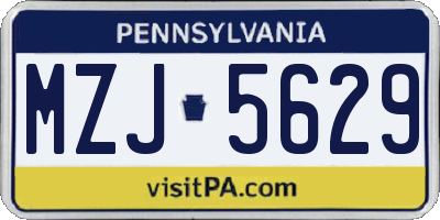 PA license plate MZJ5629