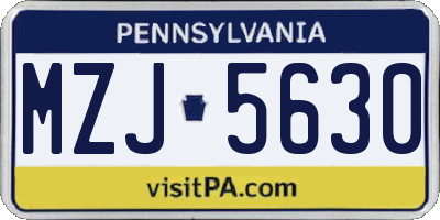 PA license plate MZJ5630
