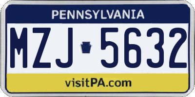PA license plate MZJ5632