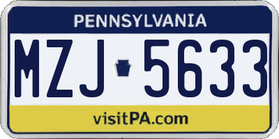 PA license plate MZJ5633