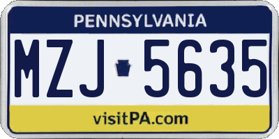 PA license plate MZJ5635
