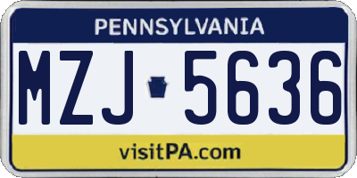 PA license plate MZJ5636