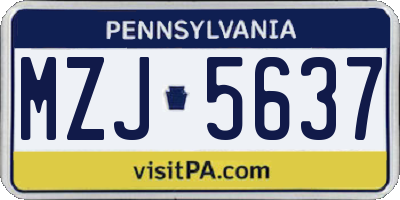 PA license plate MZJ5637