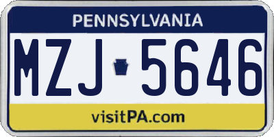 PA license plate MZJ5646