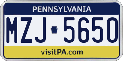 PA license plate MZJ5650