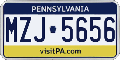 PA license plate MZJ5656