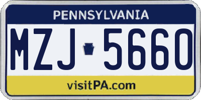 PA license plate MZJ5660