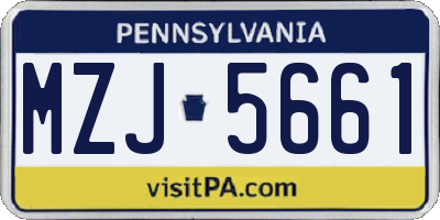 PA license plate MZJ5661