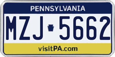 PA license plate MZJ5662