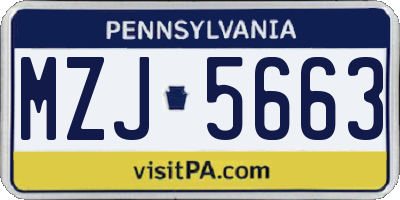 PA license plate MZJ5663